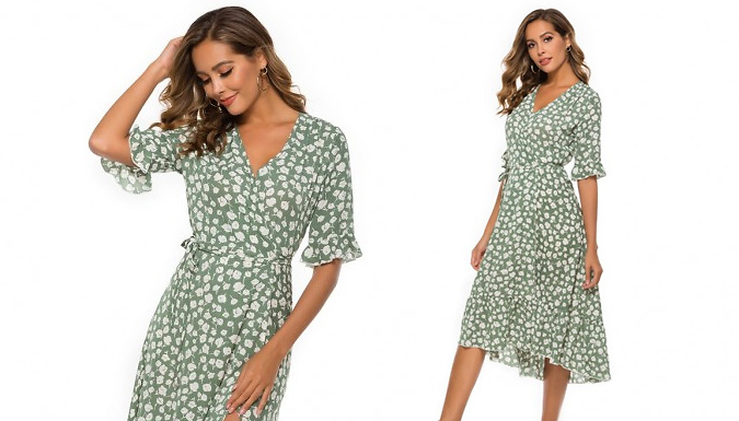 Ruffle Floral Dress - 4 Colours & 4 Sizes