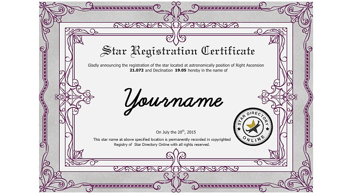 Personalised 'Name A Star' Certificate