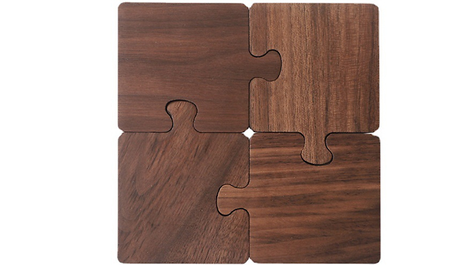 Wooden Puzzle Tea Cup Coaster Set - 3 Designs