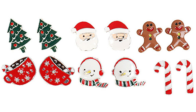 6-Piece Christmas Stud Earrings Set