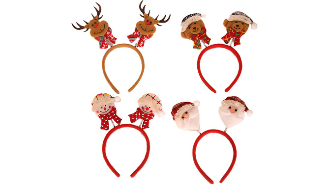4-Pack Christmas Bobble Headbands from Go Groopie