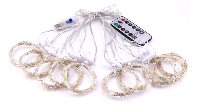 LED Remote Control Rainbow Curtain String Lights - 2 Sizes