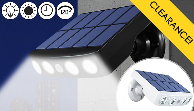 MBLogic 2 x UltraBrite Motion Sensor Solar 4-LED Outdoor Spotlights - 4 Options