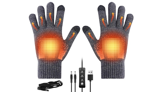 USB-Heated Touchscreen Knitted Gloves - 3 Colours!