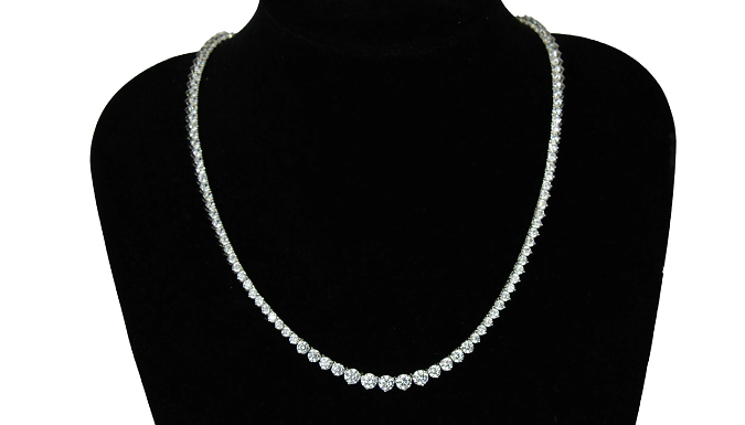 White Gold Finish Created Diamond Round Cut Necklace