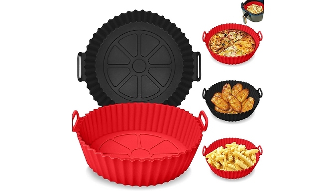 1 or 2-Pack Silicone Air Fryer Liners- 6 Colours & Standard or Deluxe at Go Groopie