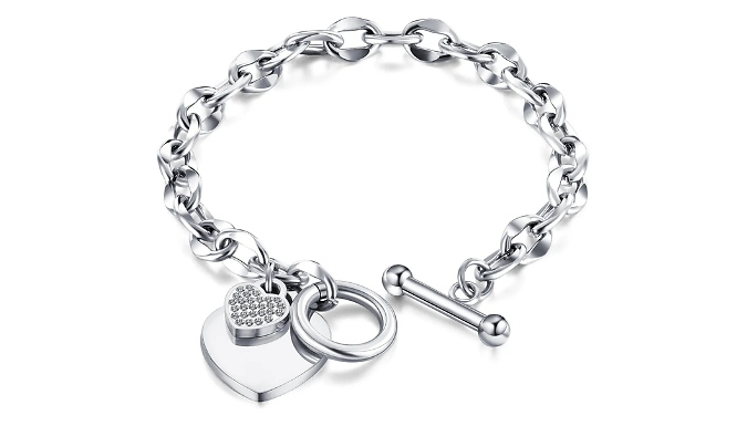 Heart Toggle Bracelet with Swarovski Elements - 2 Colours