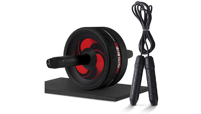 2-In-1 Abdominal Roller & Jump Rope With Mat - 4 Colours