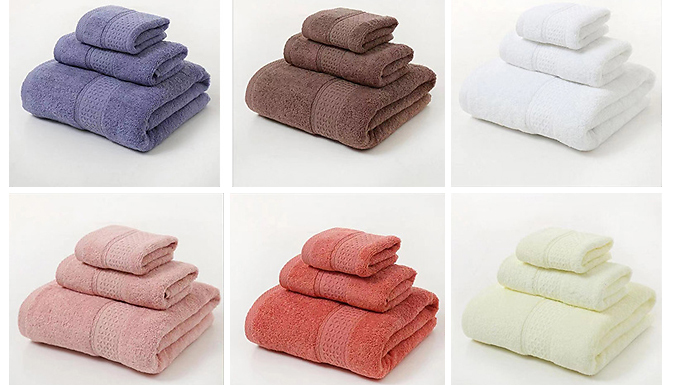 3 Pure Cotton Towel Set - 7 Colours