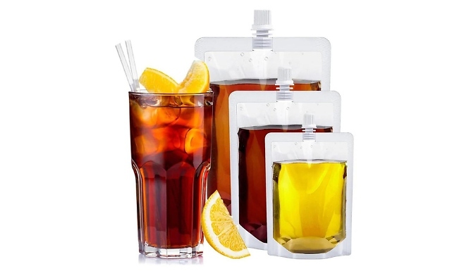 Reusable Clear Drink Pouches with Funnel - 2 Sizes