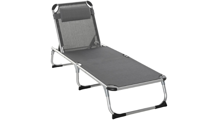 Outsunny Folding Reclining Sun Lounger With Neck Support