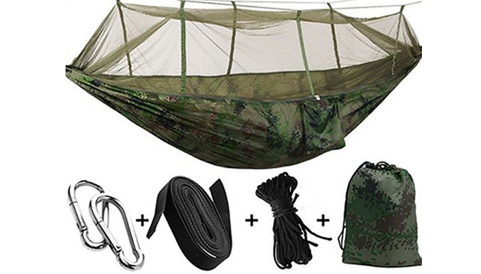 2-Person Camping Hammock with Mosquito Net - 3 Colours