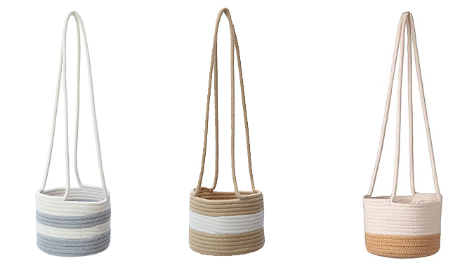 Woven Cotton Thread Plant Basket - 3 Colours