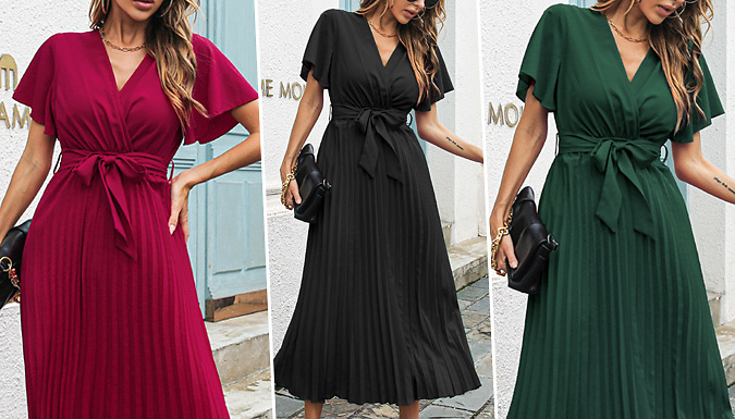 Flutter Sleeve Belted Midi Dress - 3 Colours & 4 Sizes