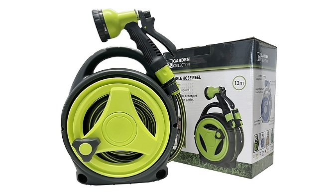 Portable Retractable 15M Garden Hose & Reel - 2 Colours!