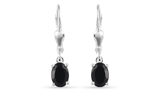 Black Gemstone Dangling Earrings