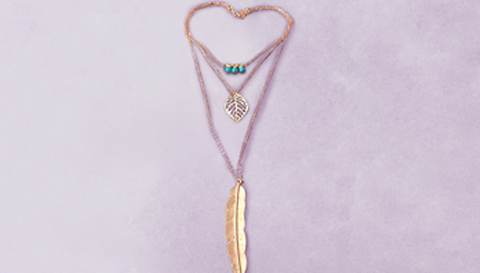 Gold Leaf Pendant Multi-Layered Necklace