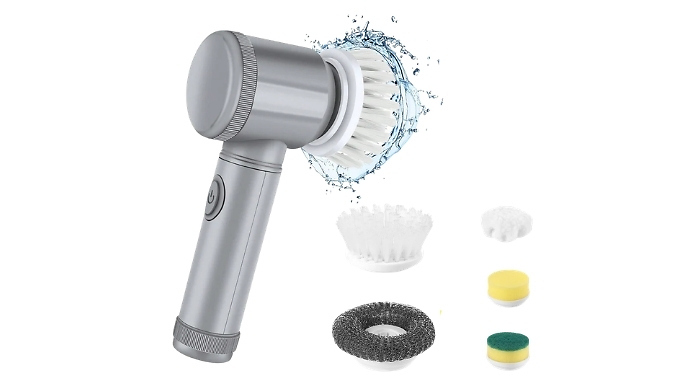 Multi-Functional Electric Cleaning Brush & 5 Brush Heads - 2 Colours!