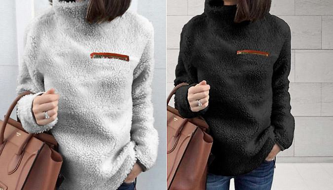 Fleece Turtleneck Jumper - 6 Colours & 5 Sizes at Go Groopie