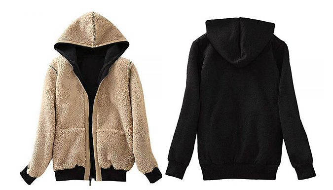 Teddy-Lined Warm Hoodie Sweatshirt - 3 Colours and 3 Sizes from Go Groopie IE