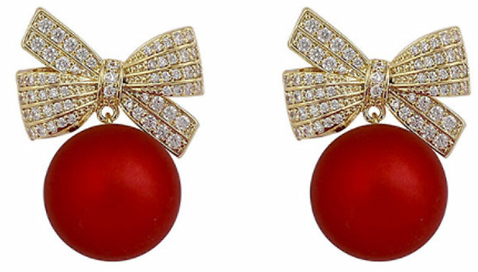 Red Christmas Bauble Earrings