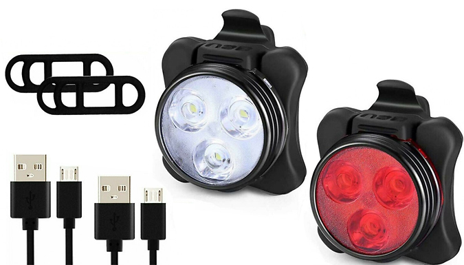Front & Rear Rechargeable Bicycle Safety Lights