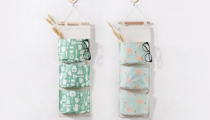 3-Tier Hanging Storage Pocket Organiser - 1 or 2-Pack in 4 Designs