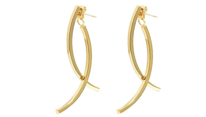 Wind Design Gold Steel Earrings