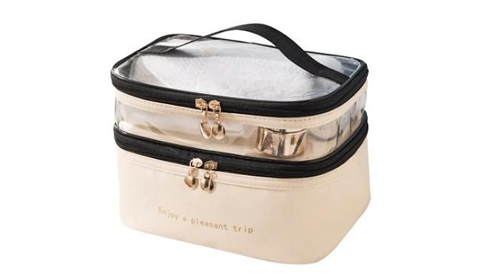 Double Layer Cosmetic Bag - 4 Colours at Go Groopie