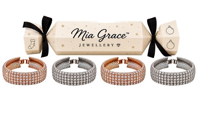 4-Piece Set of 5-Row Bracelets Encrusted with Crystals From Swarovski - with Christmas Cracker Gift Box!