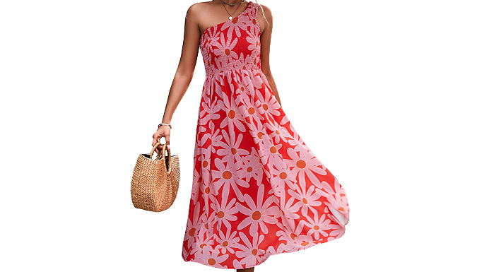 Women’s Off-Shoulder Flower Print Dress - 3 Colours & 4 Sizes