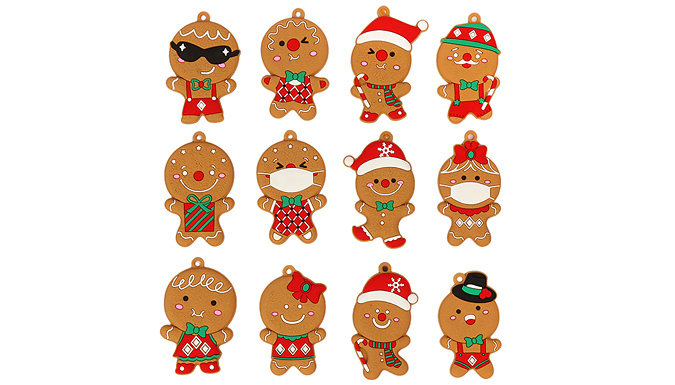 12-Piece Gingerbread Man Christmas Tree Hanging Pendant Set
