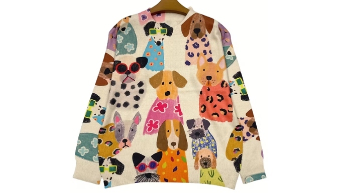 Women’s Puppy Pattern Sweater - 7 Sizes!