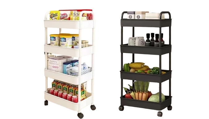 3, 4 or 5-Tier Mobile Storage Trolley - Black or White