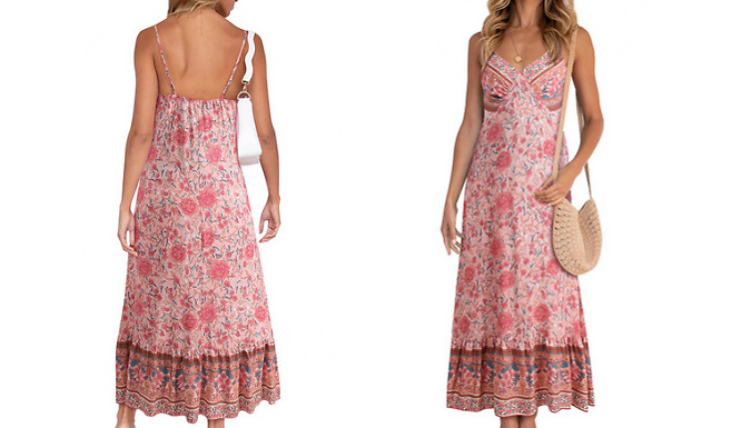 Bohemian Floral Sling Dress - 3 Colours & 4 Sizes