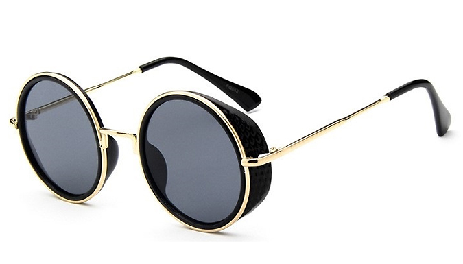 Steampunk Round-Lense Sunglasses with Protective Case