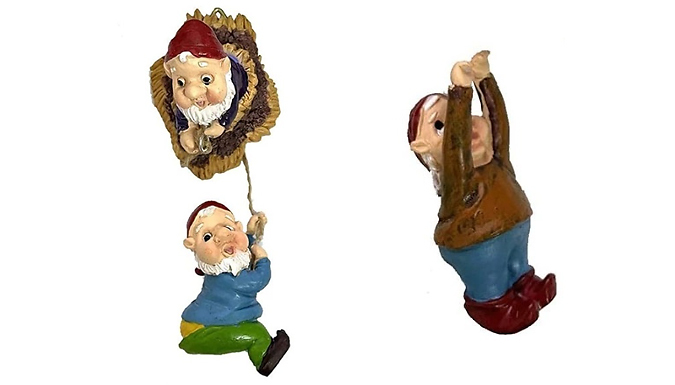 3-Piece Climbing Dwarf Sculpture Tree Ornament Set