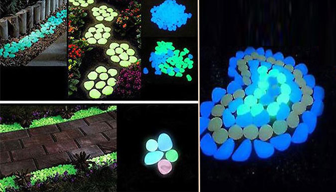 Hundreds of Solar Powered Glow-In-The-Dark Garden Pebbles - 3 Colours