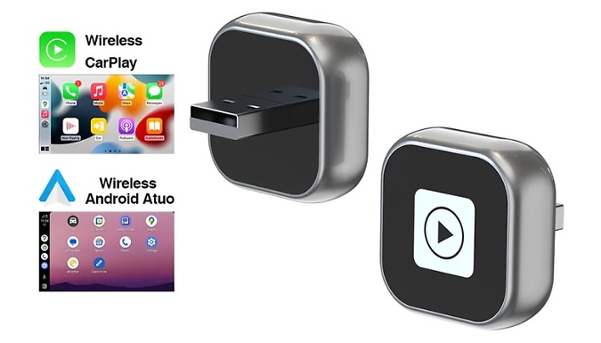 Wireless CarPlay or Android Auto Adapter - Plug and Play!