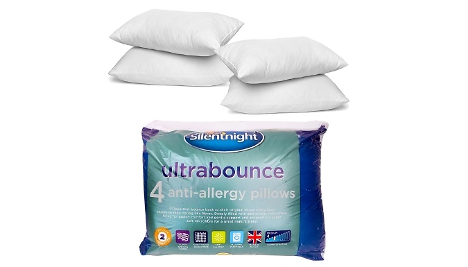 4-Pack Silentnight Ultrabounce Anti-Allergy Pillows