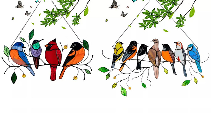 Garden Stained Bird Decoration – 4 or 7 Birds Deal Price £7.99