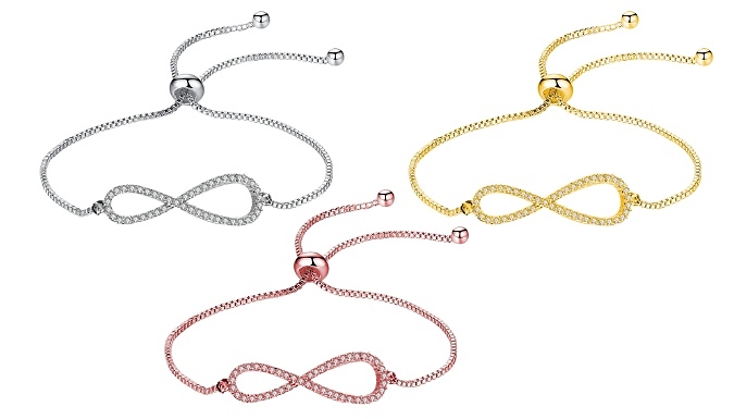 Infinity Bracelet & Earring Set Encrusted with Crystals from Swarovski - 3 Colours