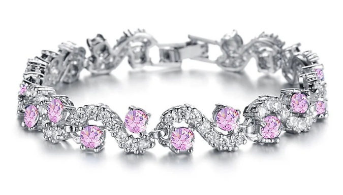 Pink Simulated Crystal Wavelet Bracelet