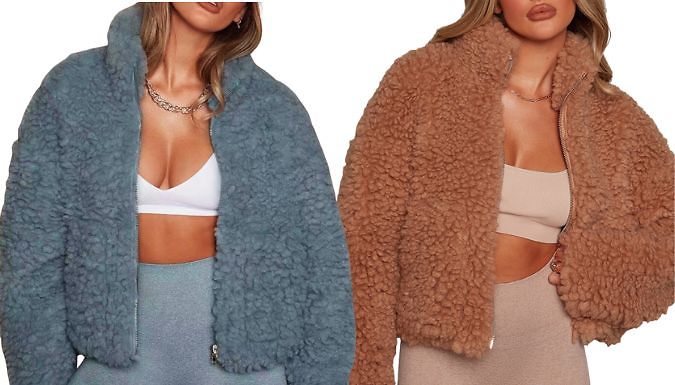 Fluffy Puffer-Style Cropped Jacket - 4 Colours, 6 Sizes