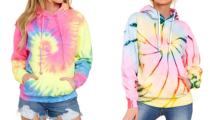 Women's Tie-Dye Pattern Hooded Jumper - 6 Colours & 5 Sizes