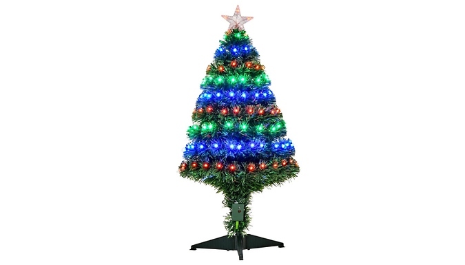 HOMCOM 3FT Prelit Multi-Coloured Fiber Optic Christmas Tree