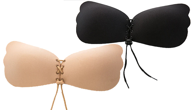 1 or 3 Stick-On Strapless Push Up Silicone Bra with Drawstring Deal Price £9.99