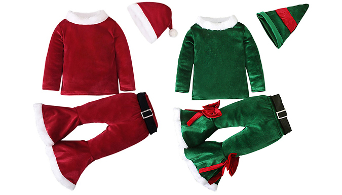 Kids 3-Piece Flared Christmas Outfit - 2 Colours & 7 Sizes from Go Groopie IE