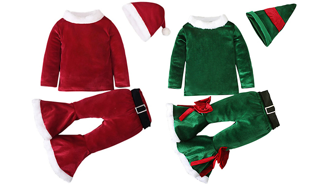 Kids 3-Piece Flared Christmas Outfit - 2 Colours & 7 Sizes at Go Groopie IE