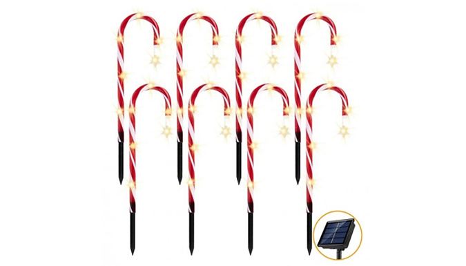 Christmas LED Light Outdoor Candy Cane Decorations - 4 or 8